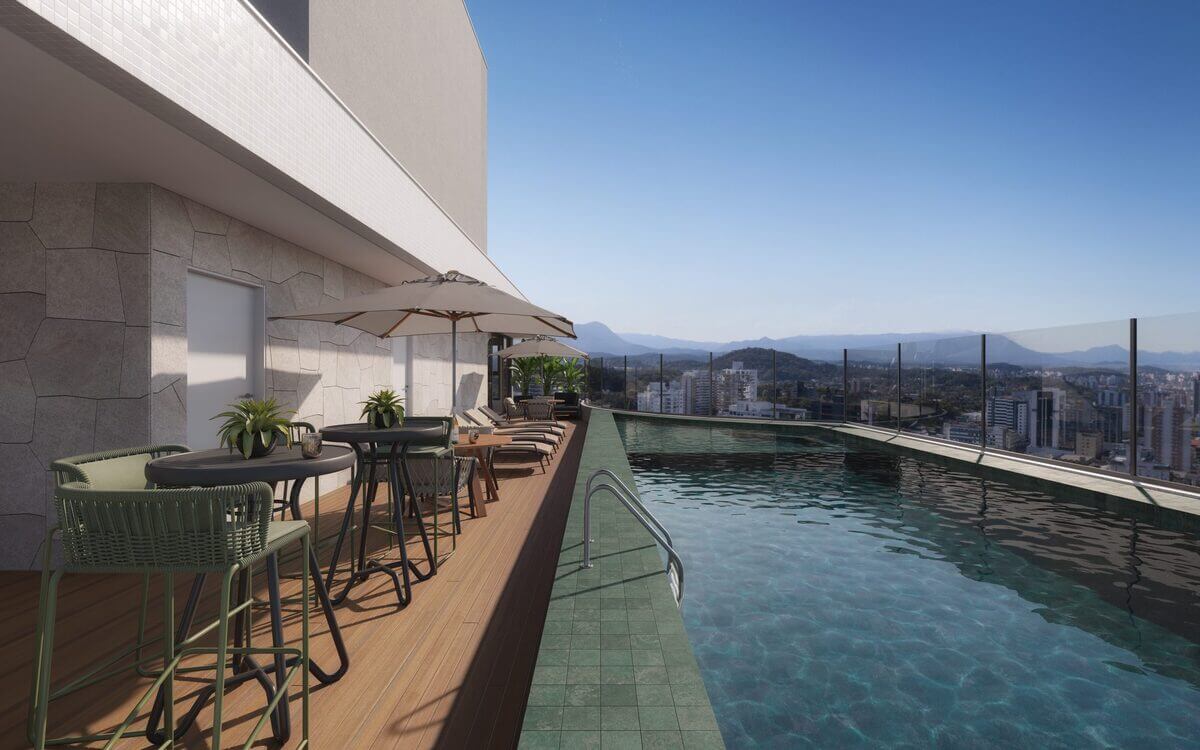 Piscina rooftop Edifício Soul apartamentos no centro de Joinville - Halsten-Incorporadora - Imóvel novo em JLLE SC Edifício Soul