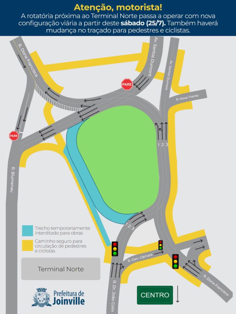 Rotatória provisória Santos Dumont 6 Joinville Rotatoria provisoria avenida Santos Dumont rua Joao Colin