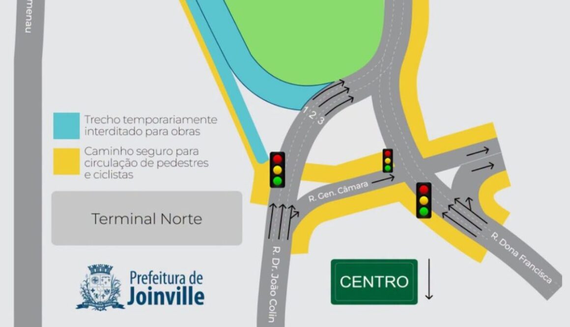 Joinville - Rotatória provisória avenida Santos Dumont - rua João Colin - destaque