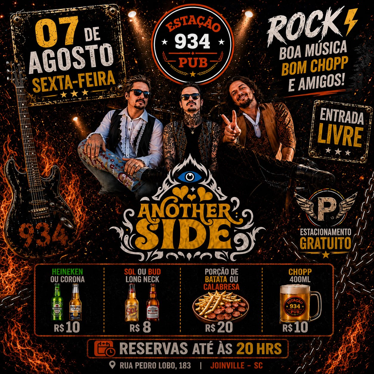 08 07 2026 - Estação 934 - música ao vivo em Joinville - Banda Another Side em Joinville