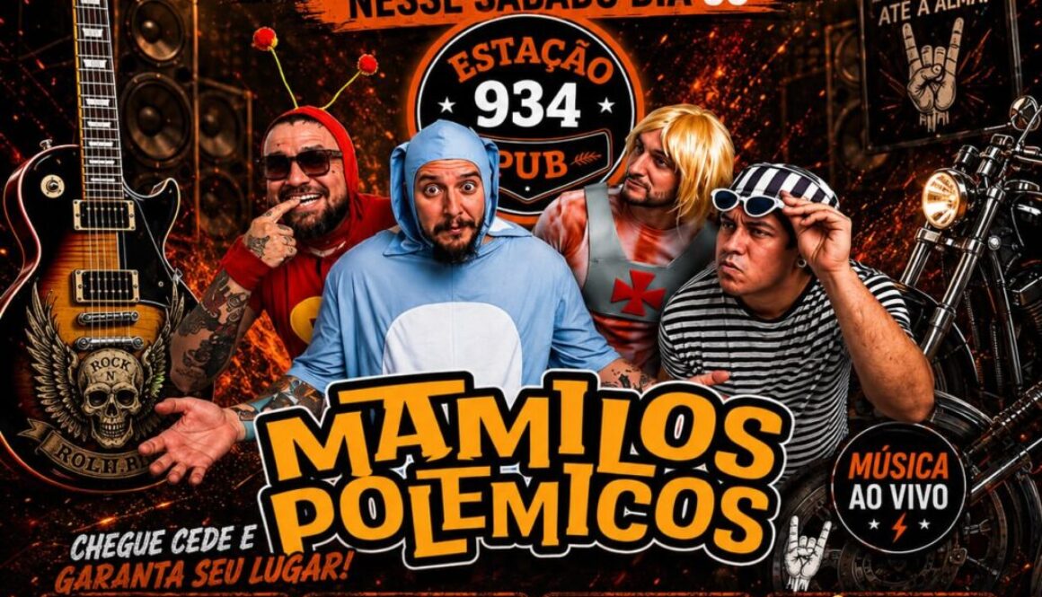 08 08 2026 - Estação Pub - música ao vivo em Joinville - banda Mamilos Polêmicos em Joinville