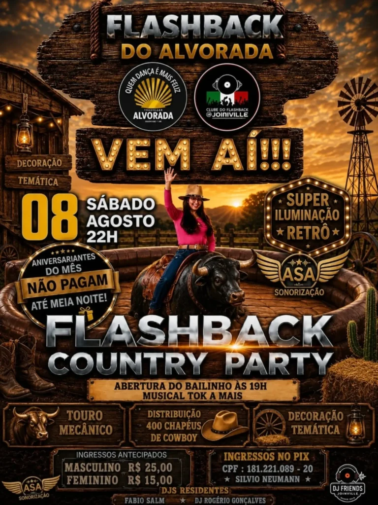 Festa do Flaschback Sociedade Alvorada 08 de agosto de 2026 informacoes