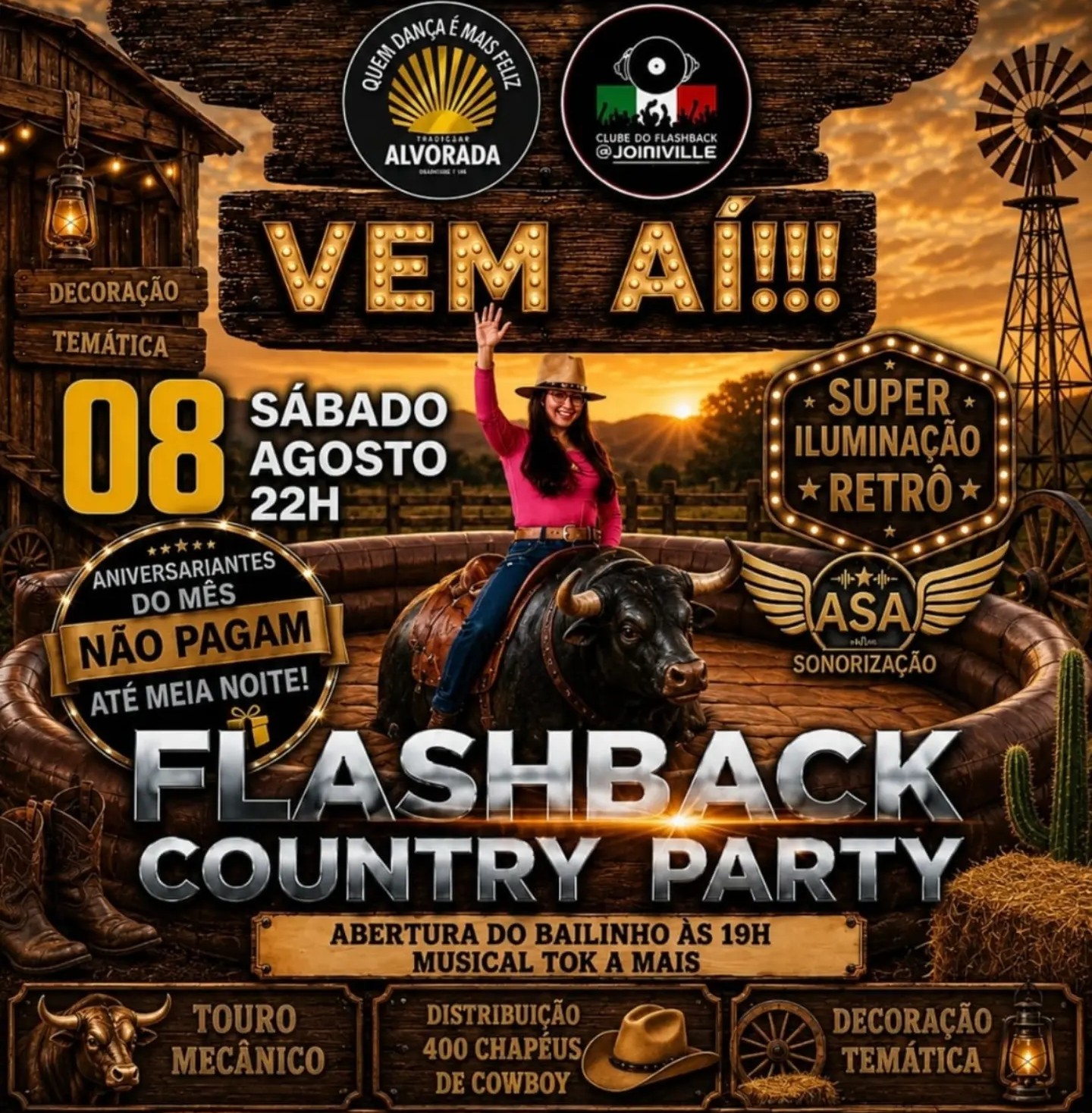 Festa do Flaschback Sociedade Alvorada 08 de agosto de 2026